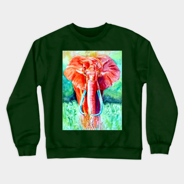 Red African Elephant Crewneck Sweatshirt by danieljanda